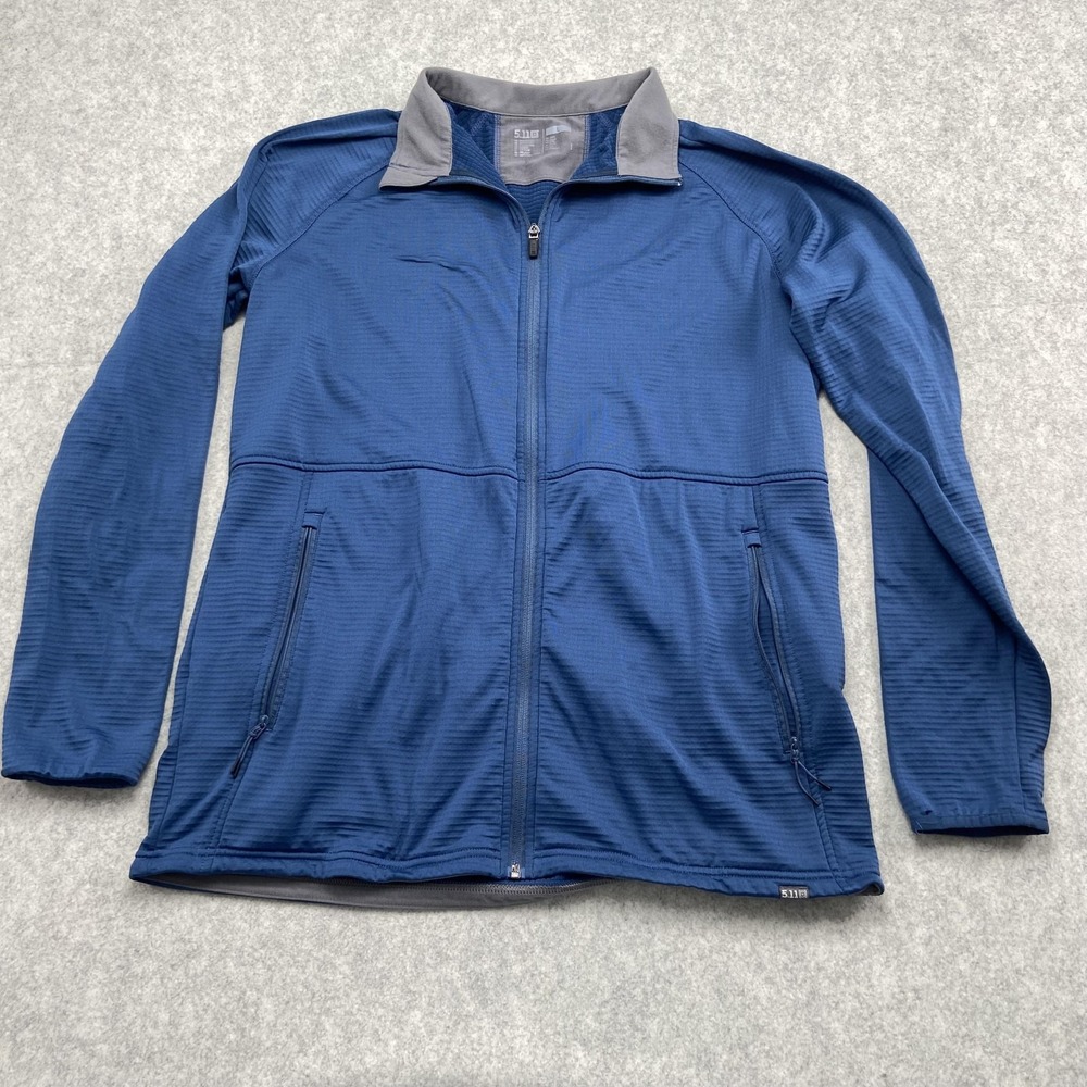 5.11 Jacket Mens Large Blue Full Zip Lightweight Stretch Knit Activewear